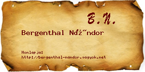 Bergenthal Nándor névjegykártya