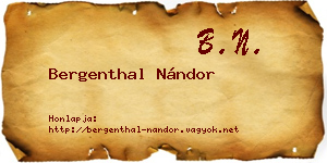 Bergenthal Nándor névjegykártya